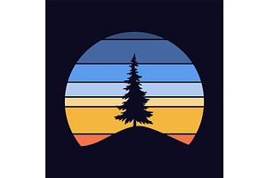 Retro sunset logo in striped, an Object Illustration by Things for designers