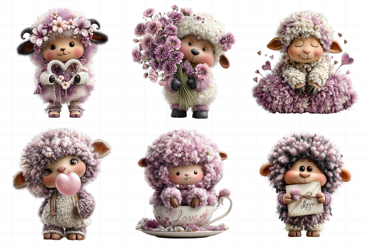 Cute Sheep Clipart Quirky Valentines, an Illustration by Daily.Designs (Photo 4 of 5)