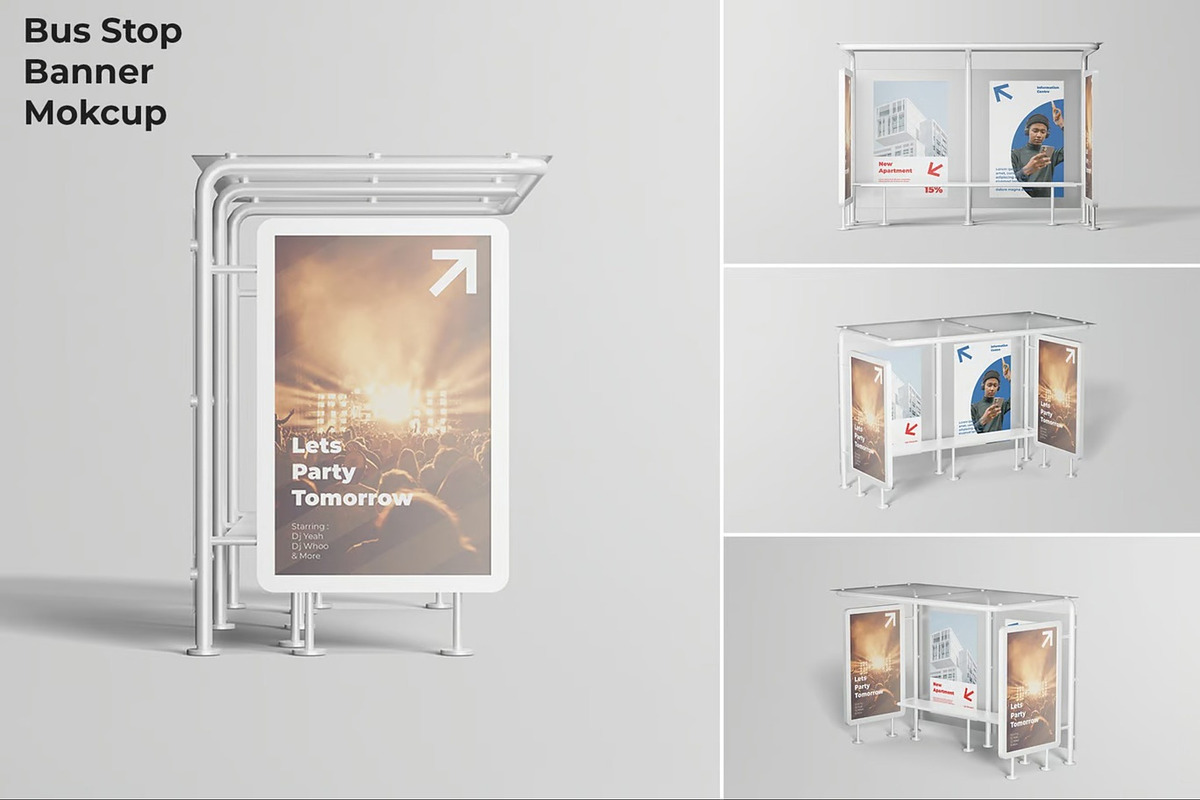 Bus Stop Billboard Mockup, an Advertising Mockup by Se٧enStudio (Photo 1 of 6)