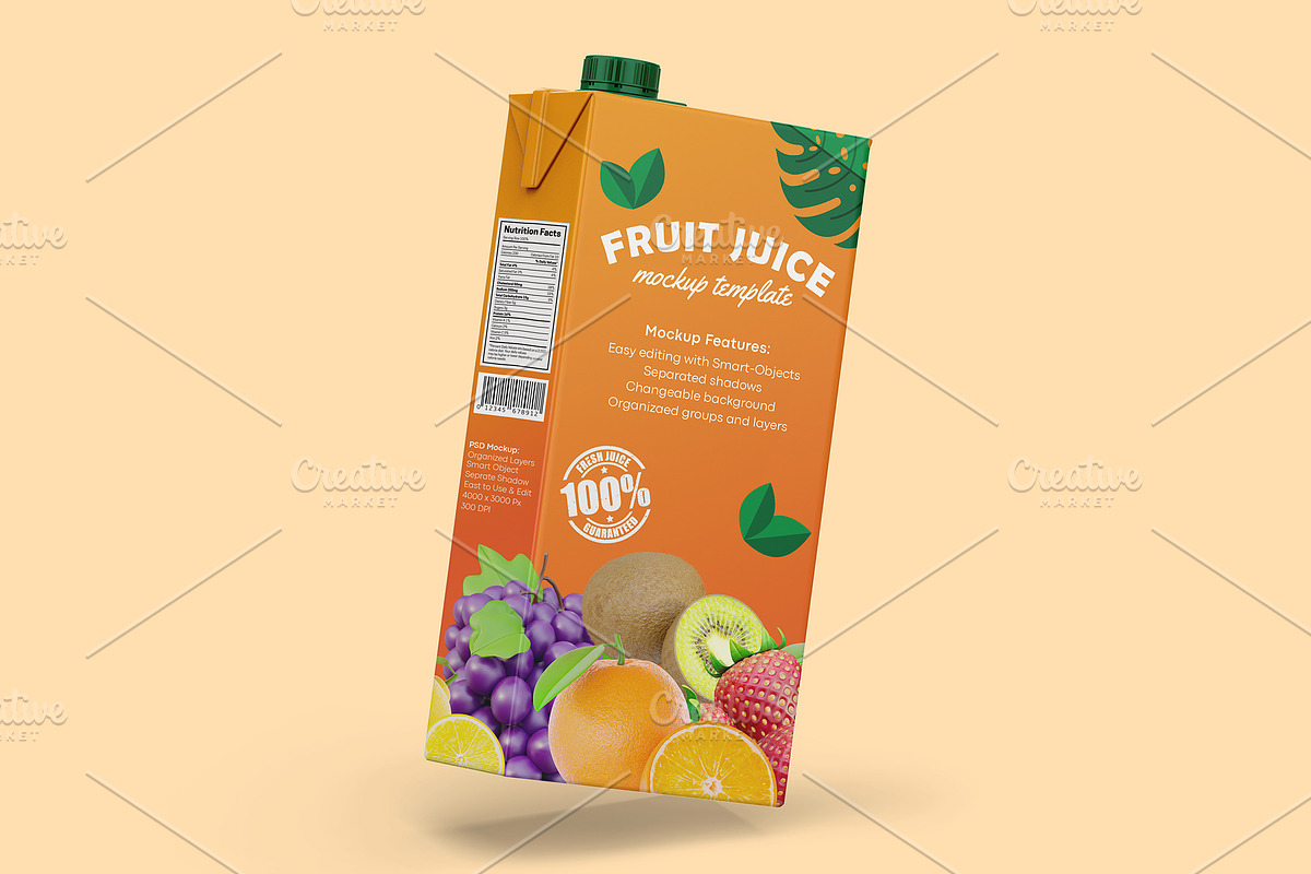 Fruit Juice Packaging Box Mockup, a Packaging Mockup by Dev.Rawat21 (Photo 1 of 4)