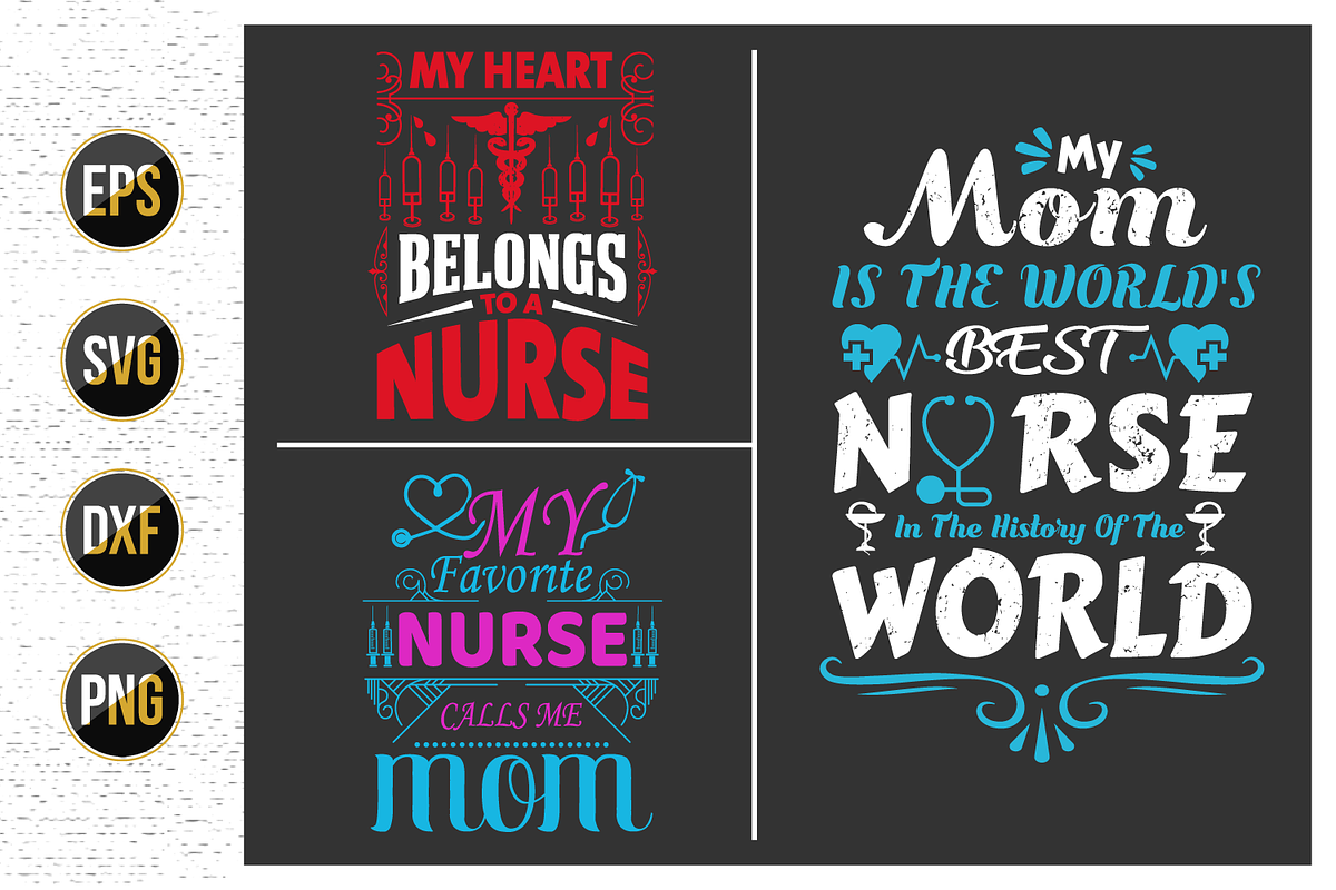 Nurses lettering svg design bundle. | Creative Market