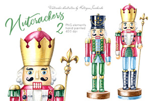 Nutcrackers. Watercolor Christmas