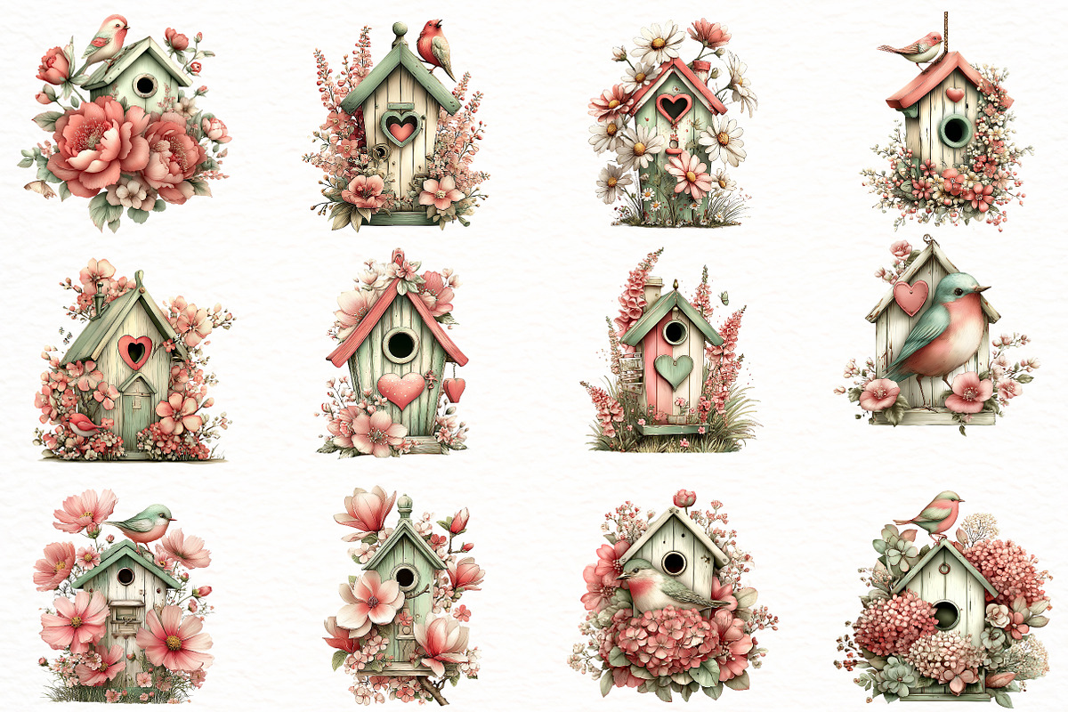 Whimsical Spring Birdhouse Clipart, an Illustration by Designworld (Photo 5 of 8)