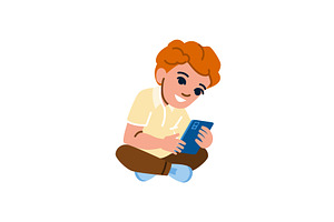 Smiling child using smartphone, a Technology Illustration by pikepicture