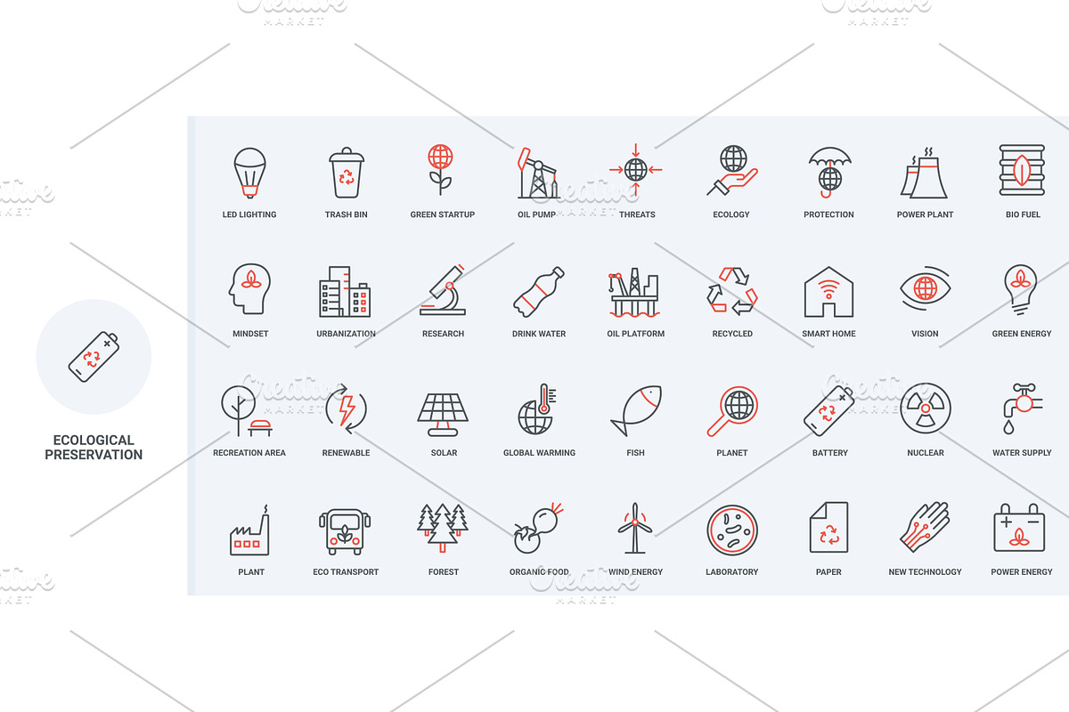 Green energy technology icons, a Technology Illustration by Lemberg Vector