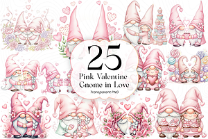 Pink Valentine Gnome PNG Clipart, an Object Illustration by KennedyStudio