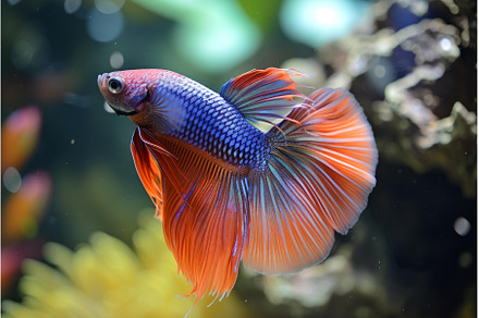 Delicate Beta fish. Generate Ai, an Animal Photo by Ylivdesign