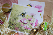 Watercolor bees, an Illustration by Olga Bonitas (Thumbnail 3 of 7)