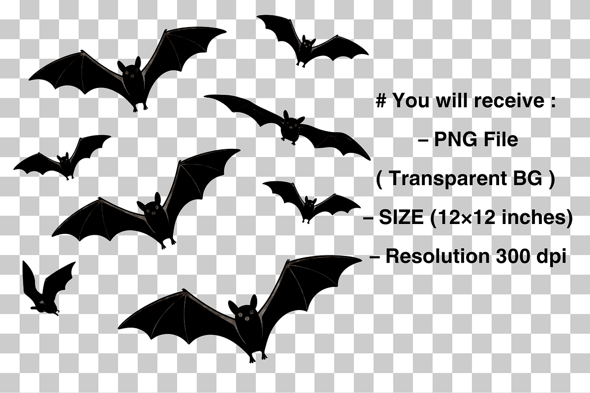 Minimal Flying Bats PNG, a Graphic by Clipart Bloom (Photo 2 of 2)