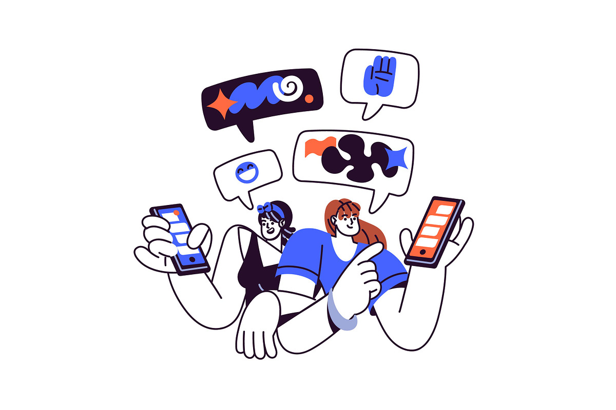 Social networks, media concepts set, a Technology Illustration by PaperTrident (Photo 7 of 17)