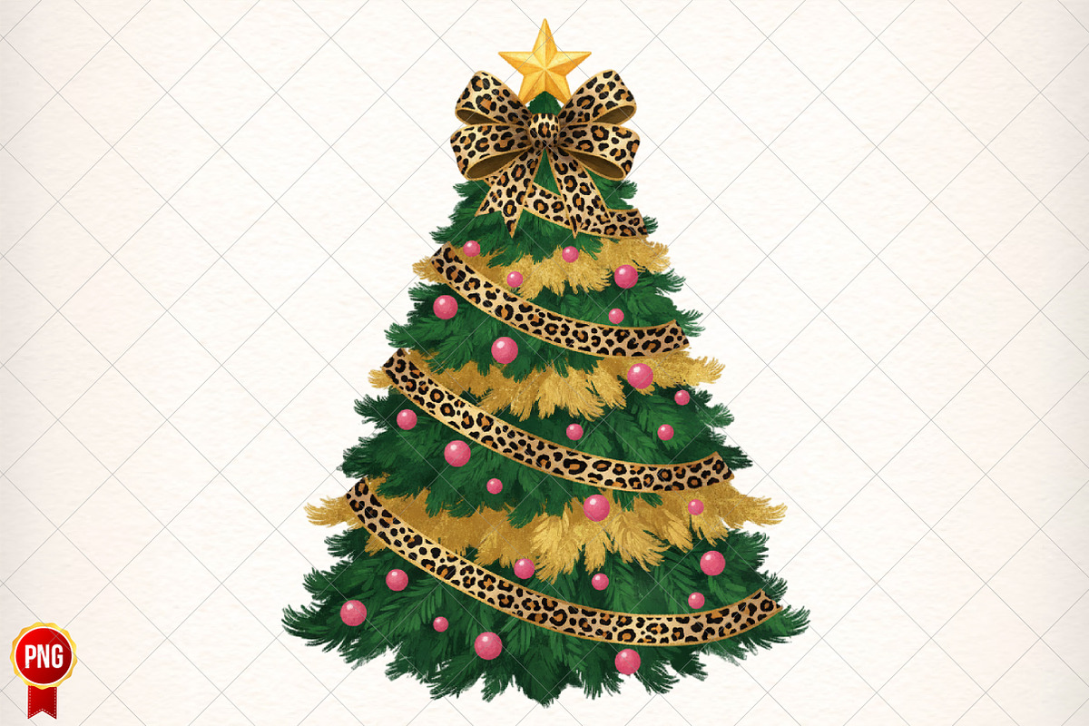 Coquette Christmas Trees Leopard Bow, an Illustration by SinaCreation (Photo 1 of 7)