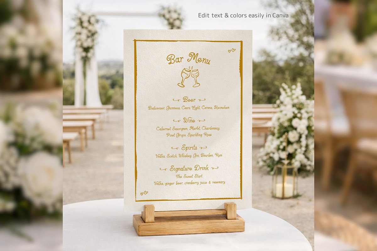 Wedding Bar Menu Canva bd002, a Card Template by TyphoonStudio (Photo 5 of 8)