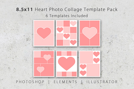8.5x11 Heart Collage Photo Templates, a Poster Template by Loveurstyle Designs