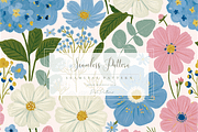 Soft Blue and Pink Floral Seamless, a Pattern Graphic by Pati Charm Studio (Thumbnail 1 of 6)