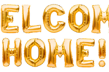 Words WELCOME HOME made of golden