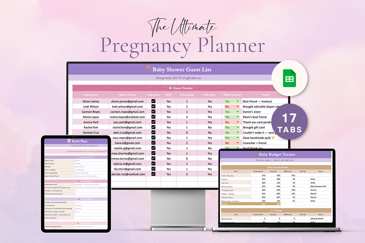 Pregnancy Planner Excel Spreadsheet, a Design Template by Matisse Studio (Photo 1 of 10)