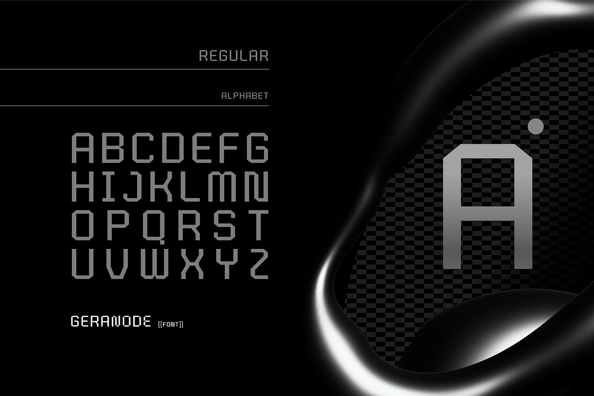 Geranode - Techno Display Pixel Font, a Sans Serif Font by Drizy (Photo 2 of 9)
