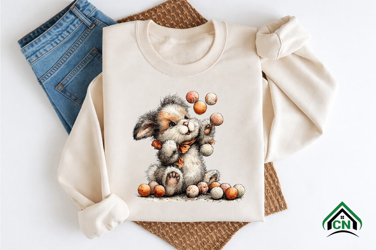 Whimsical Funny Easter Bunny Clipart, an Illustration by Craft Nest (Photo 9 of 12)