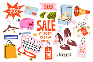 Groovy Shopping Sale Clipart, a Decorative Illustration by Luamor