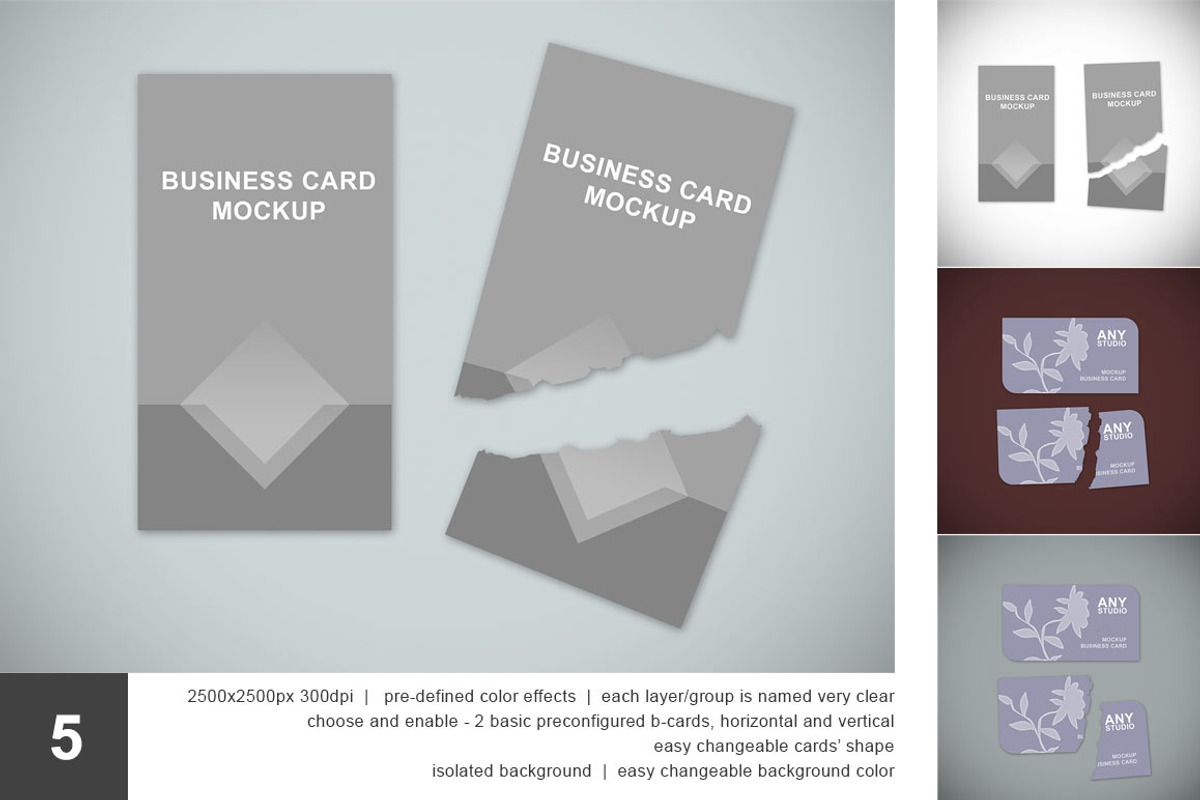 Business Card Mockup Set - 5 PSD, a Print Template by mockupgeek (Photo 6 of 6)
