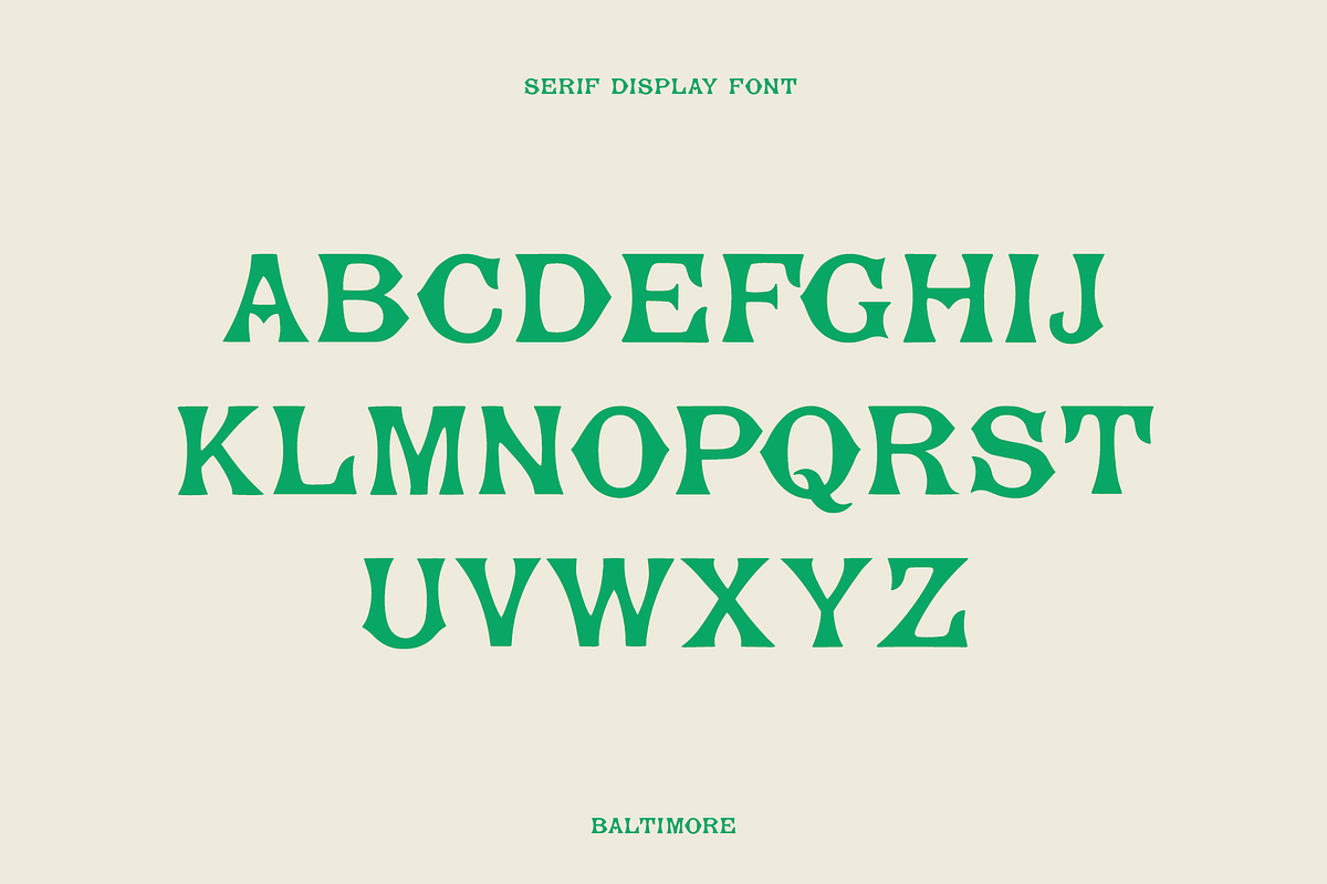 Baltimore | Serif Display Font, a Serif Font by Rough Patch Studio (Photo 7 of 7)