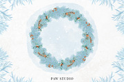 Christmas Wreath Clipart Winter Card, a Decorative Illustration by PawGraphic (Thumbnail 2 of 11)