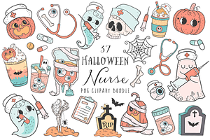 Halloween Nurse PNG Clipart Bundle, a Seasonal Illustration by LemonDesign