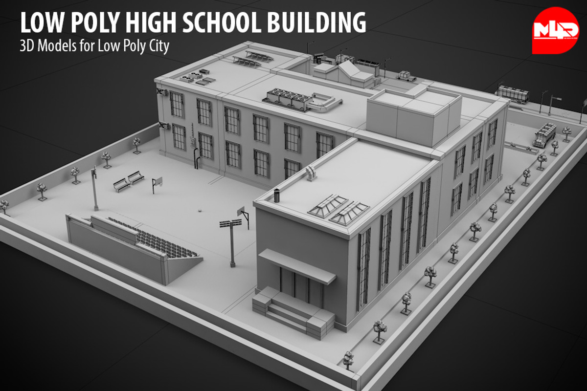 Low Poly High School Building, an Architecture 3D Model by multimedia4ds (Photo 4 of 13)