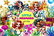 Little mermaids clipart set png, an Object Graphic by JuliaStarArt-FantasyHome (Thumbnail 1 of 12)