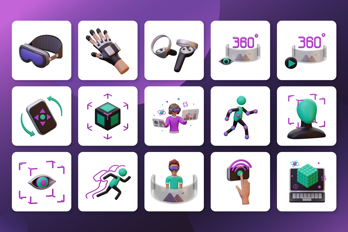 3D Simulated Reality Icon Set, an Object 3D Model by Flat Icons (Photo 7 of 8)