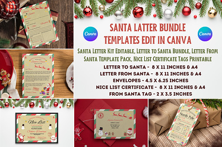 SANTA LETTER BUNDLE, edit With Canva