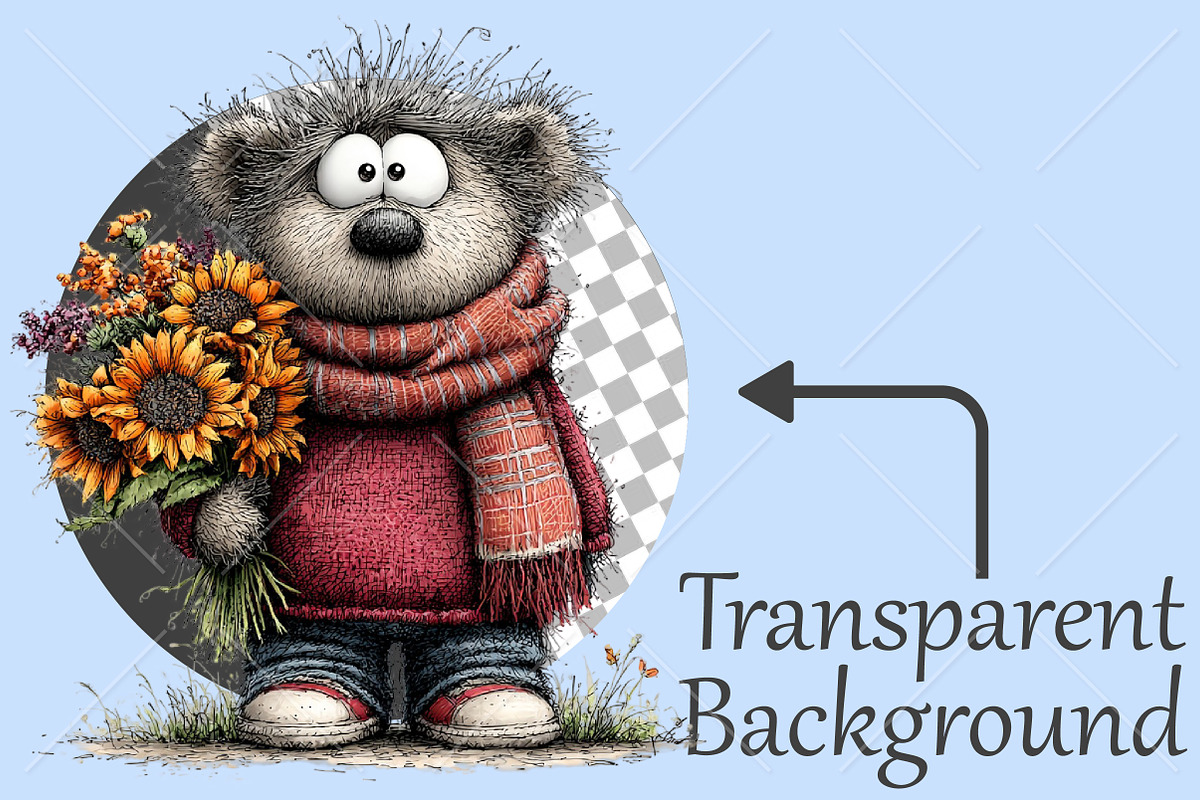 Whimsical Autumn Teddy Bear Clipart, a Seasonal Illustration by Canvas Craft (Photo 2 of 10)