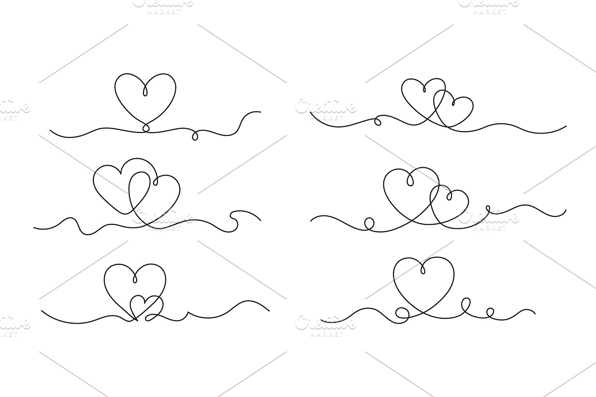 Heart continuous line. Hearts one, an Object Illustration by Frogella