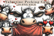 Funny Peeking Valentine Cow Clipart, an Illustration by Libby Wishes (Thumbnail 1 of 8)