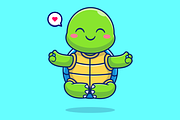 Cute Turtle Meditation Yoga Cartoon, an Animal Illustration by Catalyst Labs (Thumbnail 2 of 3)