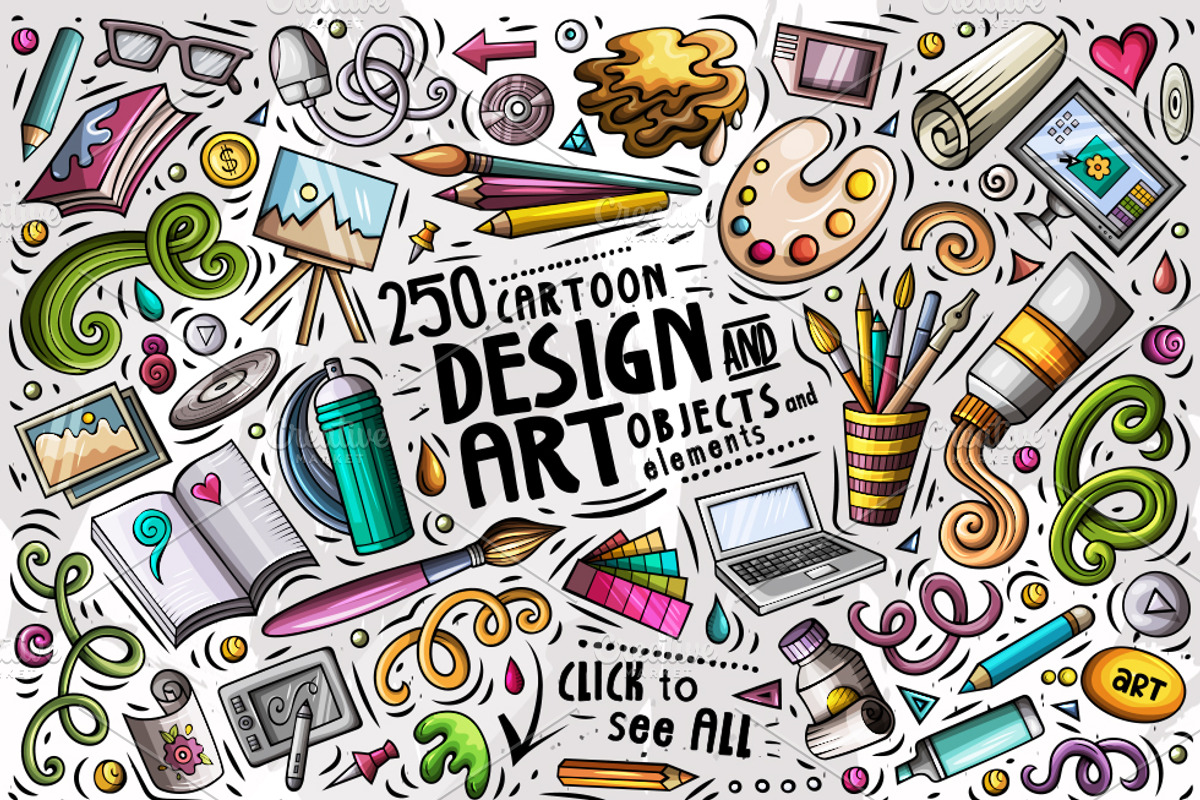 Design & Art Cartoon Doodle Big Pack, a Decorative Illustration by BALABOLKA (Photo 2 of 10)