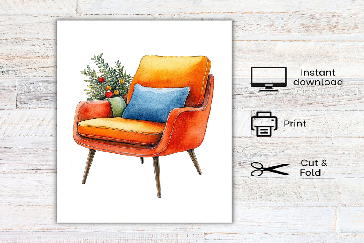 Retro 50s Christmas Clipart, an Illustration by Canvas Craft (Photo 8 of 8)