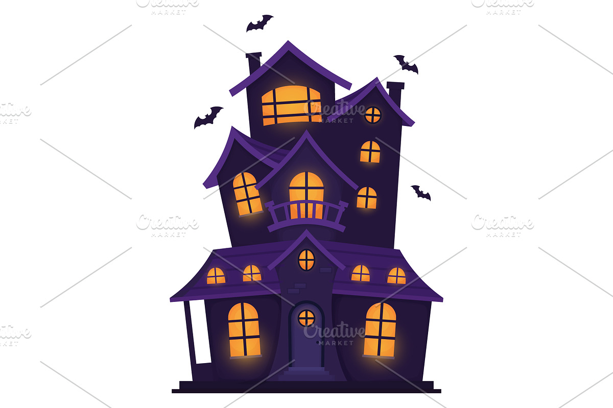 Spooky Halloween haunted house, a Seasonal Illustration by Yayasya (Photo 1 of 3)
