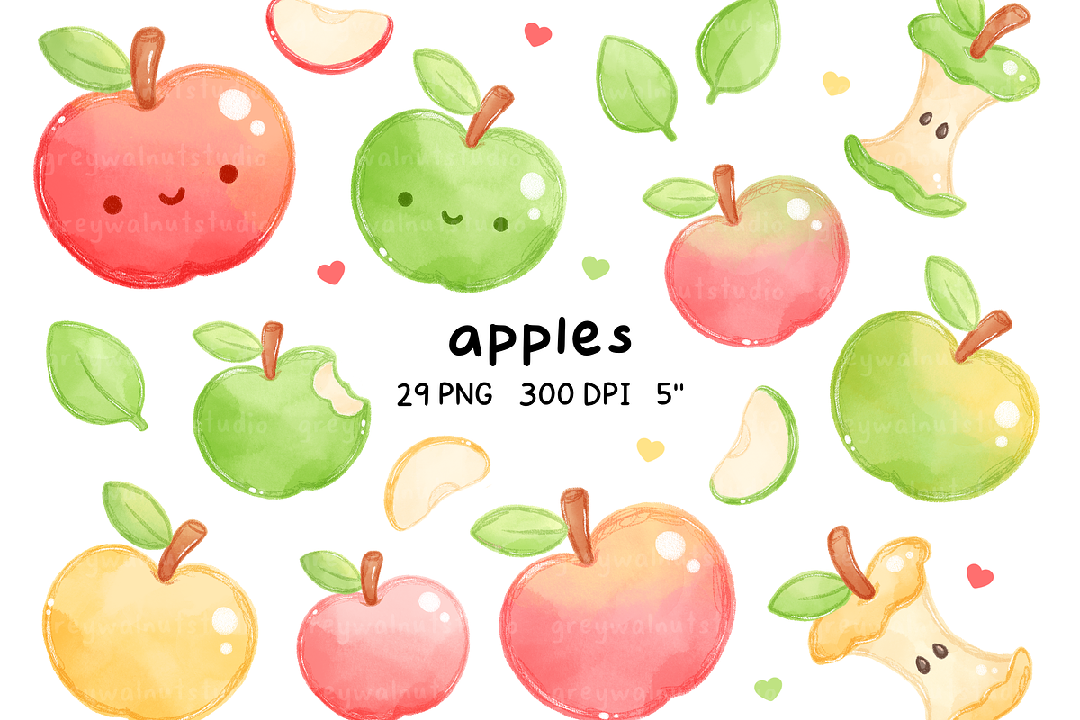 Apples Clipart, an Education Illustration by greywalnutstudio (Photo 1 of 4)