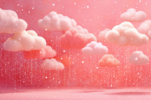 Pink clouds hearts rain love Valenti, a Photo by Pixeness Studio