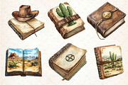 Watercolor Western Books Clipart, an Illustration by Dream Creation (Thumbnail 5 of 7)