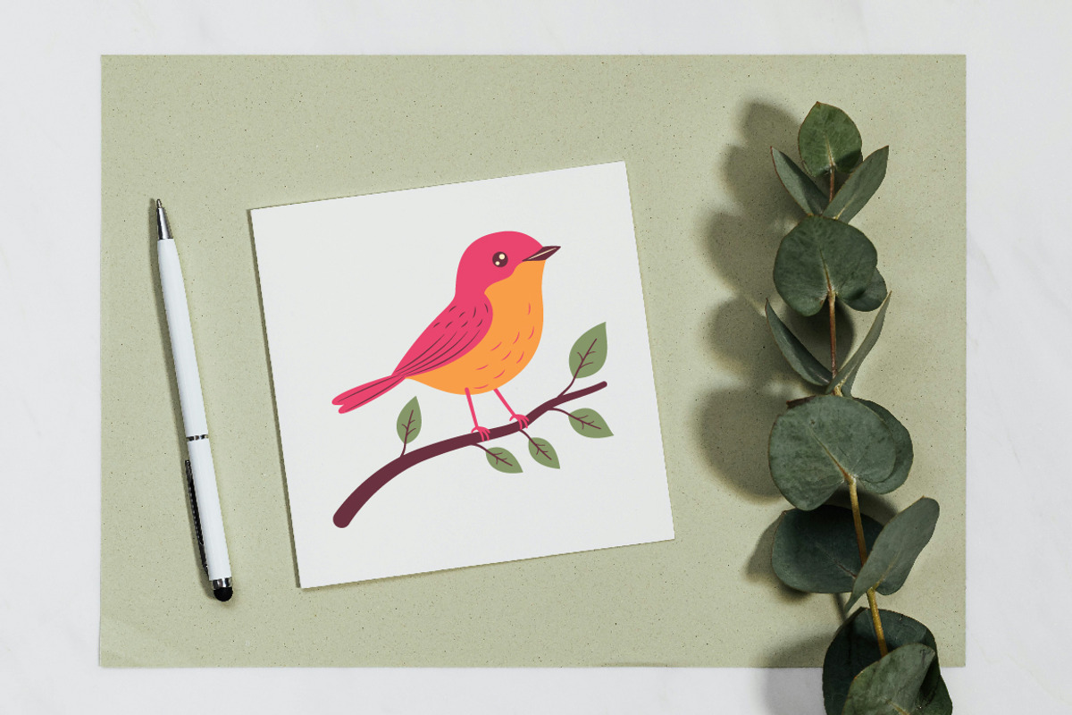 14 Cute Red Robin Bird on Tree Twig, an Animal Illustration by jongcreative (Photo 8 of 8)