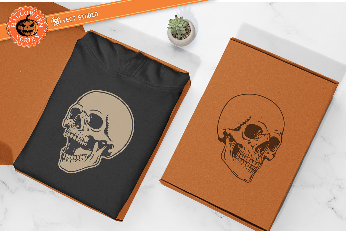 22 Halloween Skull Stamp Brushes, a Brush Add-On by vectstudio (Photo 9 of 10)