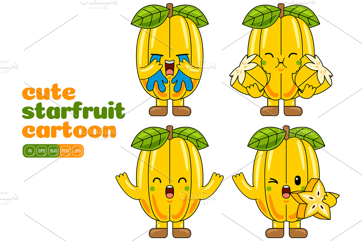 Starfruit Mascot Vector Pack, a Food Illustration by MEDZ (Photo 4 of 5)