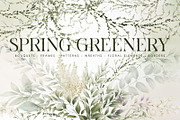Spring greenery, floral cliparts, a Texture Illustration by ollalya (Thumbnail 1 of 14)