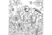 Birds on Branches Sketch, a Decorative Illustration by Valentyna Smordova (Thumbnail 7 of 9)