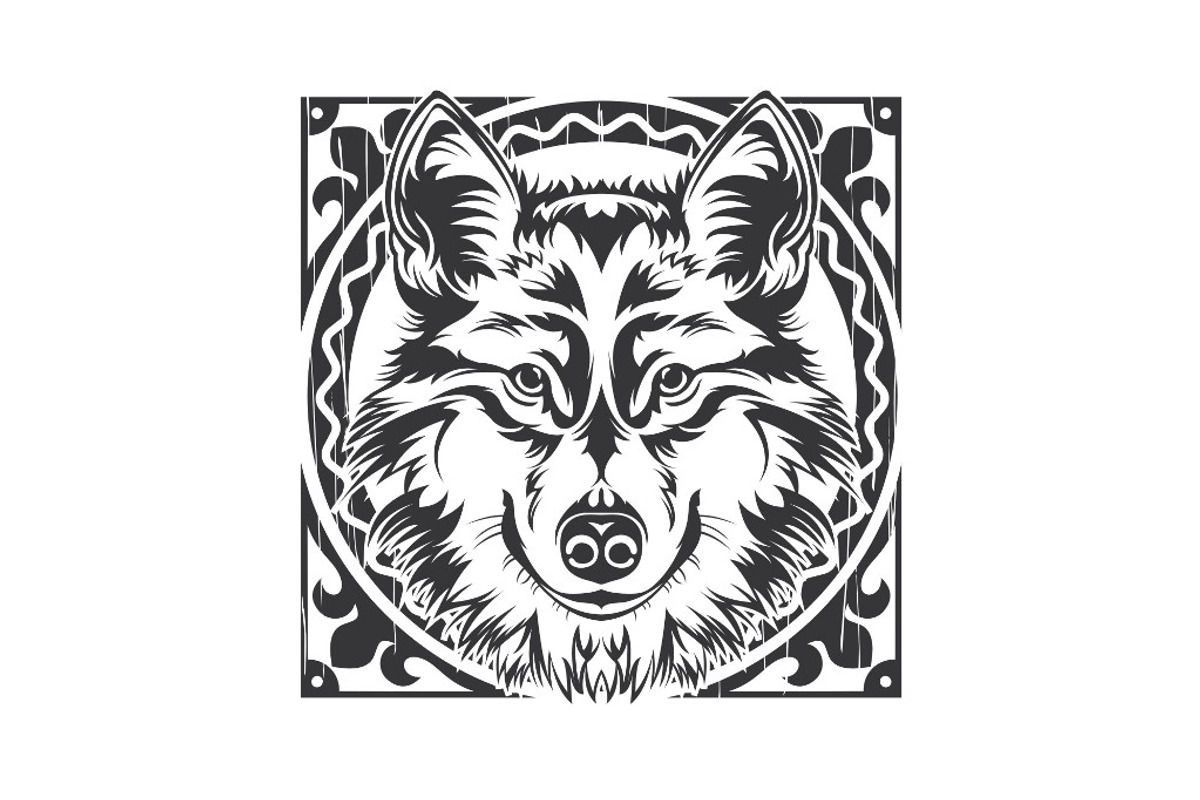 Wolf Vector + frame, an Illustration by weervector (Photo 2 of 2)