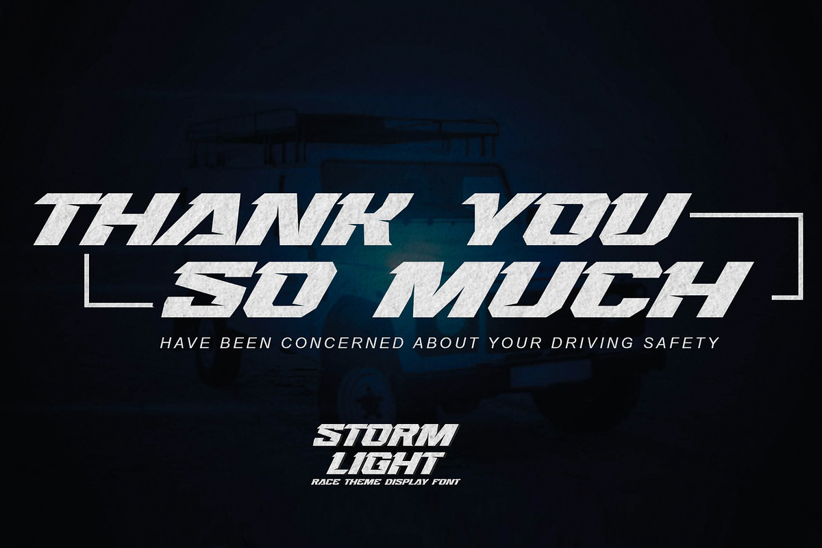 STORMLIGHT - Race Theme Display Font, a Font by Gassstype (Photo 9 of 9)