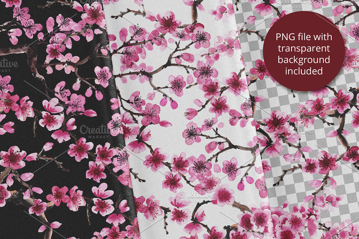 Sakura Branches (Seamless Patterns), a Pattern Graphic by Sveta Aho (Photo 2 of 6)