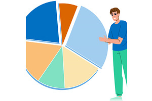 Businessman showing pie chart, a Finance Illustration by pikepicture